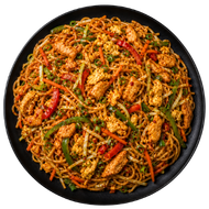 Schezwan Chicken, Egg & Vege Noodles